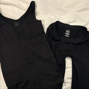 Long Underwear Black Tank Top and Leggings Set